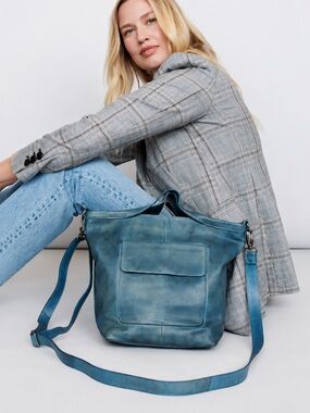 Latico Bianca Leather Crossbody Bag in Denim